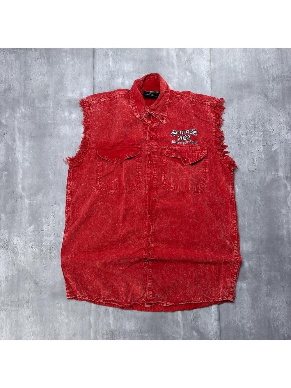 Y2K Red Sturgis 2022 82nd Anniversary Grunge Biker Vest